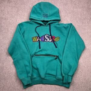 Maestro‎ Washington Hoodie Mens Small Teal Drawstring Pullover Sweatshirt